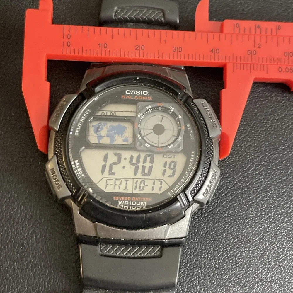 CASIO Illuminator Watch Mens 5 Alarm Digital 44mm AE1000W Day Date Sport Casual